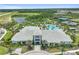 Aerial view of the Esplanade at Wiregrass Ranch clubhouse, pool, and surrounding community amenities at 4165 San Severo Rd, Wesley Chapel, FL 33543
