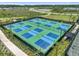 Aerial view of community pickleball courts, highlighting the recreational amenities at 4165 San Severo Rd, Wesley Chapel, FL 33543