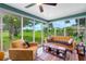 Bright sunroom with floor-to-ceiling windows offers panoramic views of the lush backyard at 4500 Great Lake S Dr, Clearwater, FL 33762