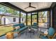 Relaxing screened patio with stylish seating, a ceiling fan, and views of the backyard at 4560 7Th N Ave, St Petersburg, FL 33713