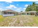 Expansive backyard featuring a screened-in patio and a building with an awning at 7612 S 36Th Ave, Tampa, FL 33619
