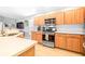 Bright kitchen featuring stainless steel appliances, light wood cabinets, and stone countertops at 10357 Lightner Bridge Dr, Tampa, FL 33626