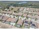 Overhead view showcasing a residential community with diverse homes, swimming pools, and orderly street layouts at 11222 Hawks Fern Dr, Riverview, FL 33569