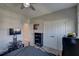 Inviting bedroom with carpet flooring, ceiling fan, and closet storage at 11222 Hawks Fern Dr, Riverview, FL 33569