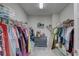 Walk-in closet featuring many clothes hanging on racks, a dresser, and storage containers at 11222 Hawks Fern Dr, Riverview, FL 33569