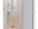 Walk-in shower with tiled floor and tiled surround, with a white door to the right at 3205 Audubon Ct, Tarpon Springs, FL 34688