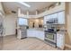 Bright kitchen features white cabinets, stainless steel appliances, and a spacious countertop at 412 Henderson Ave, Seffner, FL 33584