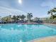 Large community pool with palm trees, lounge chairs, and well maintained landscaping at 4872 Beach Se Dr # D, St Petersburg, FL 33705