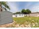 Backyard showing the shed, home, and tree at 5210 S 80Th St, Tampa, FL 33619