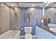 Bathroom with a shower/tub combo, vanity, and toilet at 5701 Mariner St # 701, Tampa, FL 33609