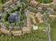 Aerial view of a gated apartment complex with pool, pond, and parking at 8612 Hunters Key Cir, Tampa, FL 33647