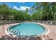 Community pool surrounded by brick pavers and lush greenery with lots of seating at 8612 Hunters Key Cir, Tampa, FL 33647