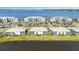 Picturesque aerial view of lakeside condos with lush landscaping, ample parking, and waterfront access at 915 Tidewater Shores Loop, Bradenton, FL 34208