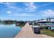 Picturesque marina setting with multiple boat slips, calm waters, and clear skies, ideal for boating enthusiasts at 915 Tidewater Shores Loop, Bradenton, FL 34208
