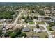 A wide-angle aerial view of a residential neighborhood with single-Gathering homes and tree-lined streets at 10101 Langan St, Spring Hill, FL 34608