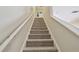 Carpeted staircase with white railing at 11162 Kapok Grand Cir, Madeira Beach, FL 33708