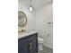 Tastefully renovated bathroom with stylish vanity, gold accents, and patterned tile flooring at 11762 82Nd Ter, Seminole, FL 33772
