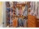 Custom walk-in closet boasts ample storage with shelving, drawers, and hanging space for an organized wardrobe at 11817 Glen Wessex Ct, Tampa, FL 33626