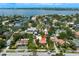 An aerial shot shows the neighborhood and the city from above at 136 W Davis Blvd, Tampa, FL 33606
