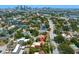 An aerial shot shows the neighborhood and the city from above at 136 W Davis Blvd, Tampa, FL 33606