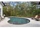 Screened-in pool with lounge chairs and lush landscaping creating a private and relaxing backyard oasis at 14851 Tudor Chase Dr, Tampa, FL 33626