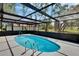 Relaxing screened pool area with an inviting oval in-ground pool, perfect for cooling off on hot days, all surrounded by lush greenery at 3344 Blythe Ave, Spring Hill, FL 34609