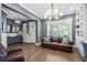 Bright living room with hardwood floors, comfortable seating, and elegant chandelier at 3611 W Royal Palm Cir, Tampa, FL 33629