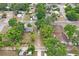 Residential neighborhood aerial view showcasing cozy homes, mature trees, and convenient street access at 5042 8Th St, Zephyrhills, FL 33542