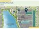 Community map highlighting the location of the sales center, models, and the proximity to Lake Flores at 7625 Highgrove Ave, Bradenton, FL 34210