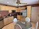 Modern kitchen features stainless steel appliances, light wood cabinetry, and a functional layout at 827 Creekside Ln, Palm Harbor, FL 34684