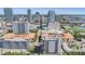 Aerial view of condo building in downtown, with skyline and water views at 199 Dali Blvd # 403, St Petersburg, FL 33701