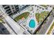 This aerial view showcases the community's pool, lounge, and recreational areas at 199 Dali Blvd # 403, St Petersburg, FL 33701