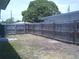 Large, enclosed backyard featuring a wooden fence and mature trees at 212 Driftwood Pl, Palm Harbor, FL 34683