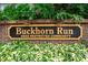 Buckhorn Run Deed Restricted Community sign surrounded by beautiful tropical plants at 2413 Buckhorn Run Dr, Valrico, FL 33596