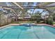 Sparkling pool and spa surrounded by a screened enclosure and lush landscaping create a private backyard oasis at 2413 Buckhorn Run Dr, Valrico, FL 33596