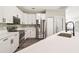 Modern kitchen with stainless steel appliances, white cabinets, and stylish countertops at 4227 Sandy Shores Dr, Lutz, FL 33558