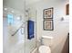 Beautiful bathroom with glass enclosed shower, modern fixtures and towel bar at 5456 Fairway Bend Dr, Sarasota, FL 34243