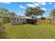 Charming backyard features a spacious lawn and a covered screened patio area at 6620 Del Prado Ter, New Port Richey, FL 34652