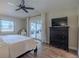 Comfortable main bedroom featuring a patio door and a view of the outdoor patio at 817 Eagle Ln, Apollo Beach, FL 33572
