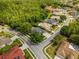 Aerial view of a quiet neighborhood with homes near a large green forest with roads throughout at 8401 Ashford Pl, Trinity, FL 34655