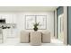Bright dining area with seating for six, stylish décor, and an adjacent modern kitchen at 15038 Zircon Red Dr, Wimauma, FL 33598