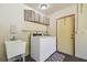 Laundry room featuring wooden cabinets, a sink, and a washing machine at 2436 Covington Ave, Spring Hill, FL 34608