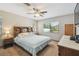 Cozy bedroom featuring a comfortable bed, matching nightstands, and a ceiling fan at 2436 Covington Ave, Spring Hill, FL 34608