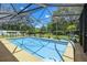 Sparkling screened-in pool with a clear blue water, surrounded by a well-manicured yard at 2436 Covington Ave, Spring Hill, FL 34608