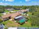 Backyard view of a screened in pool, manicured landscaping and a fenced in yard at 2436 Covington Ave, Spring Hill, FL 34608