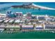 Expansive aerial view showcasing the property's proximity to the waterfront, beach, and city amenities at 640 Bayway Blvd # 302, Clearwater Beach, FL 33767