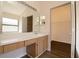 Bathroom featuring an extended vanity, a mirror, and a walk-in closet at 8812 Beeler Dr, Tampa, FL 33626