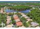A scenic aerial perspective captures a residential community with lush landscapes, serene lakes, and well-spaced homes in a tranquil setting at 10229 Waterside Oaks Dr, Tampa, FL 33647