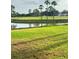 Scenic golf course view with lush green grass, palm trees, and a serene pond at 1142 Sweet Jasmine Dr, Trinity, FL 34655