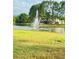 Picturesque pond with a fountain and a backdrop of trees, adding a serene touch to the landscape at 1142 Sweet Jasmine Dr, Trinity, FL 34655